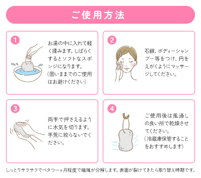 こんにゃくスポンジの使い方